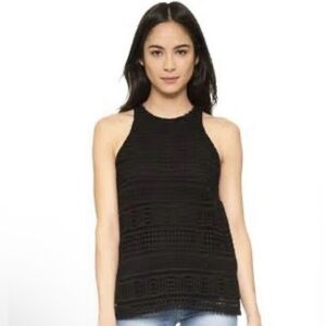Vince Geo Lace Black Sleeveless Knit Top